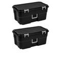 2 Pack 22 Gallon Black Wheeled Lockable Plastic Storage Trunk V145906
