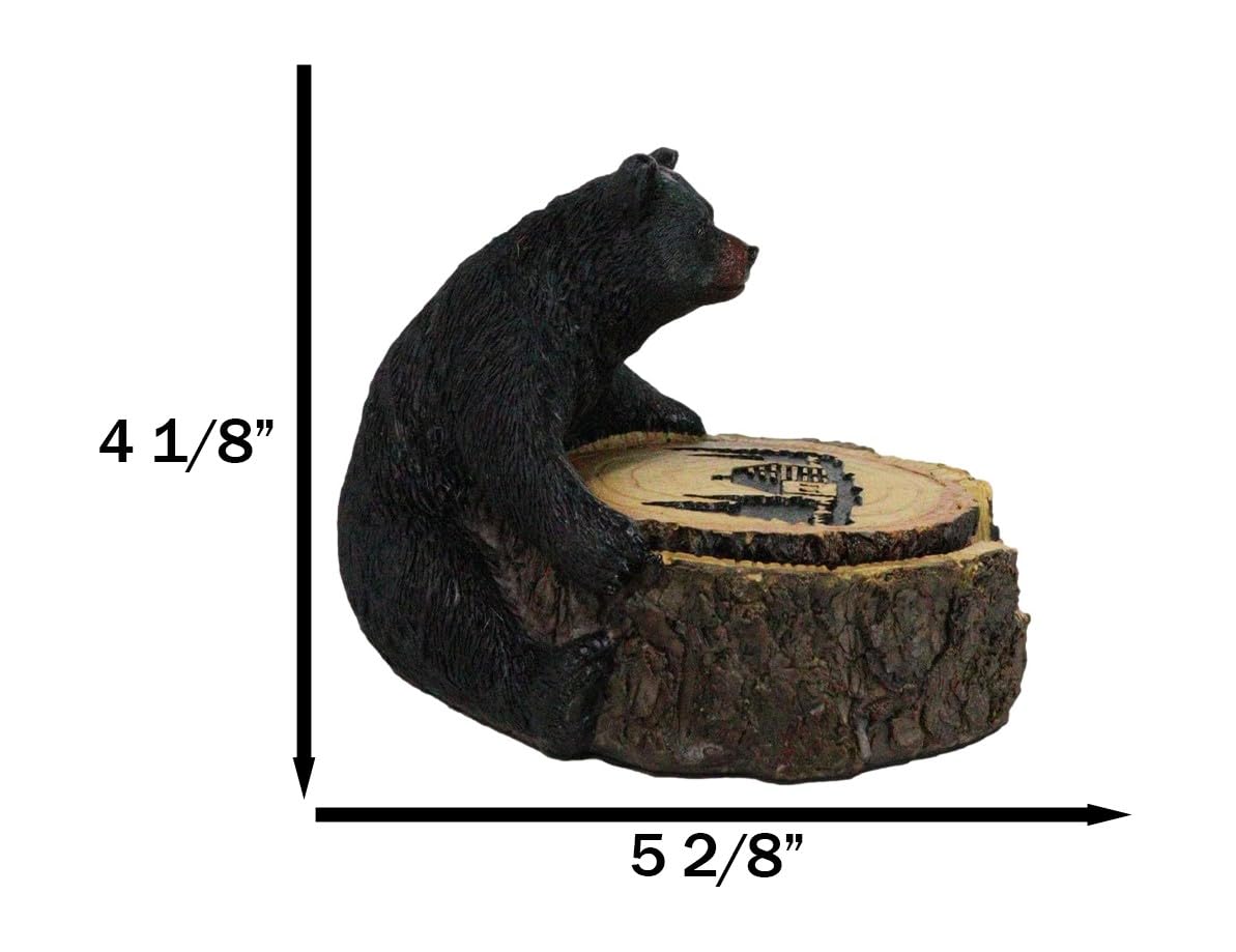 Black Bear Tree Trunk Coaster Holder with 4 Coasters M683820