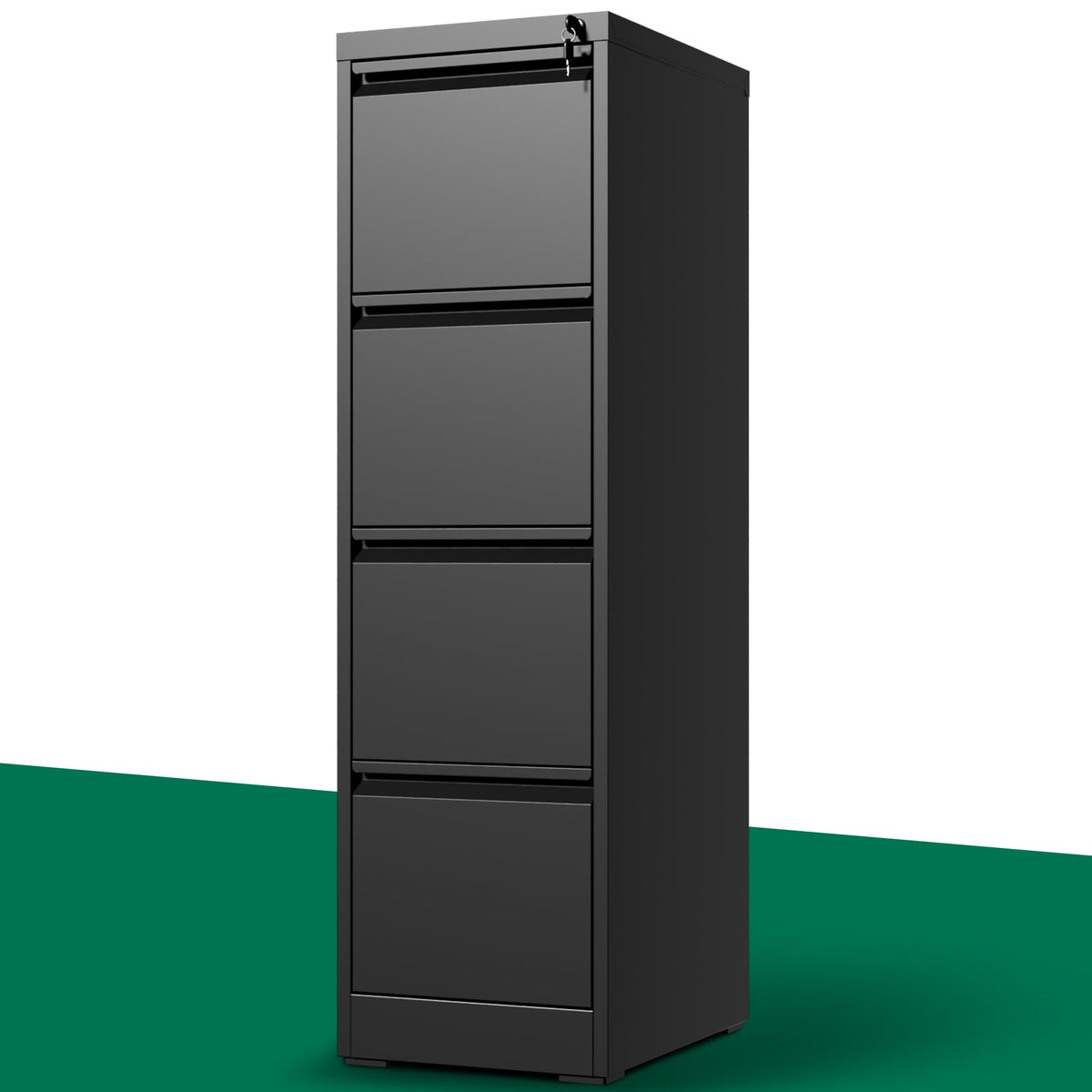 Black 4 Drawer Metal File Cabinet with Lock A220