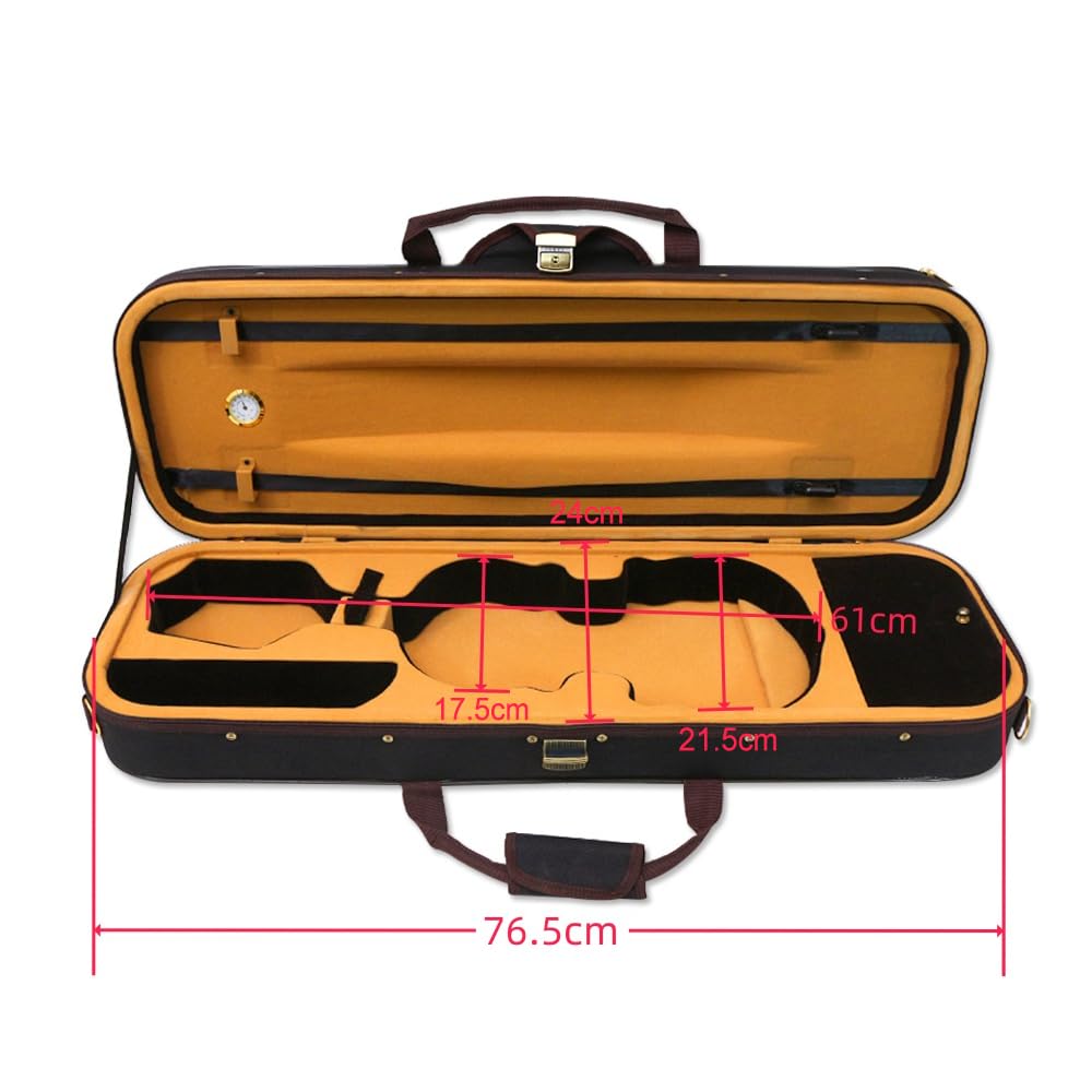 Oblong 4/4 Full Size Wooden Hard Shell Violin Case with Nylon Raincoat O579