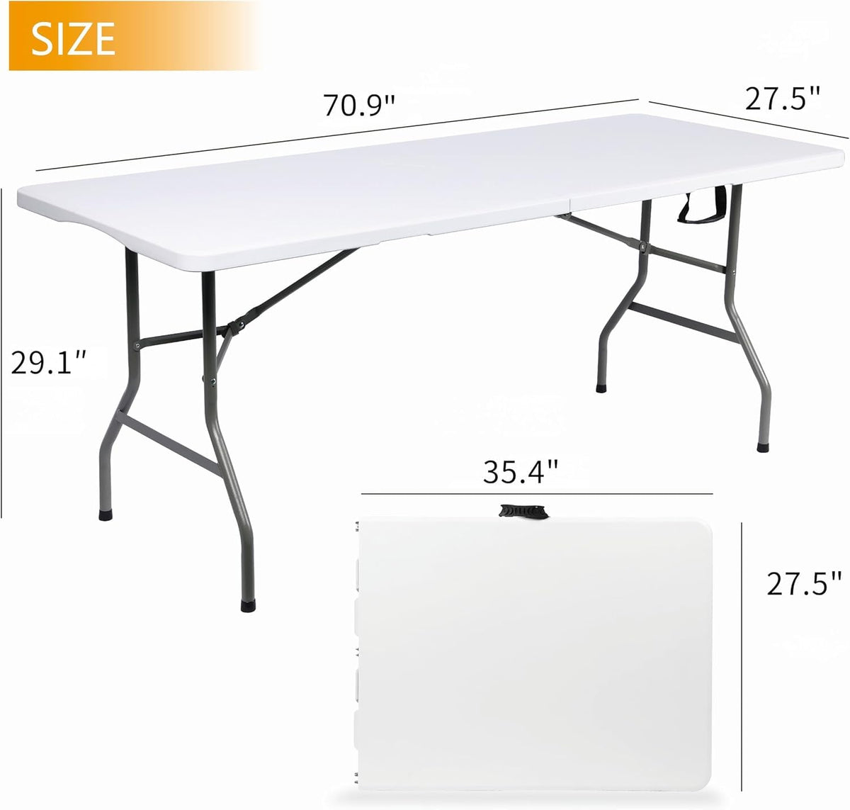 6ft Folding Table with Built in Handle & Steel Legs P396894