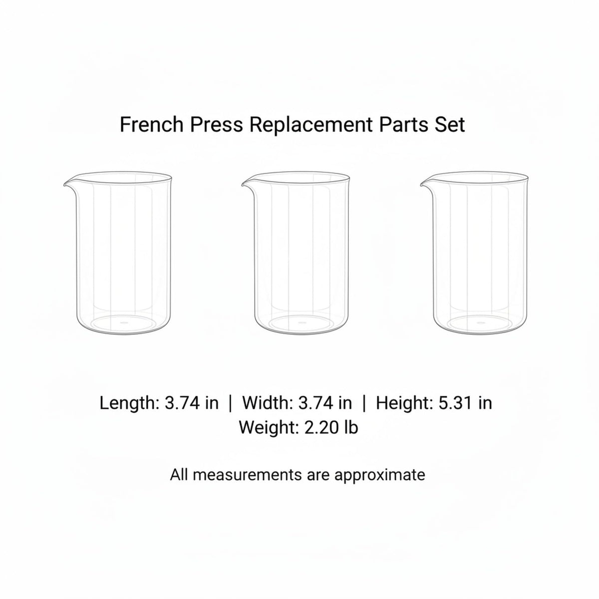 Glass Carafe and Plunger Filter Replacement Parts Set E337