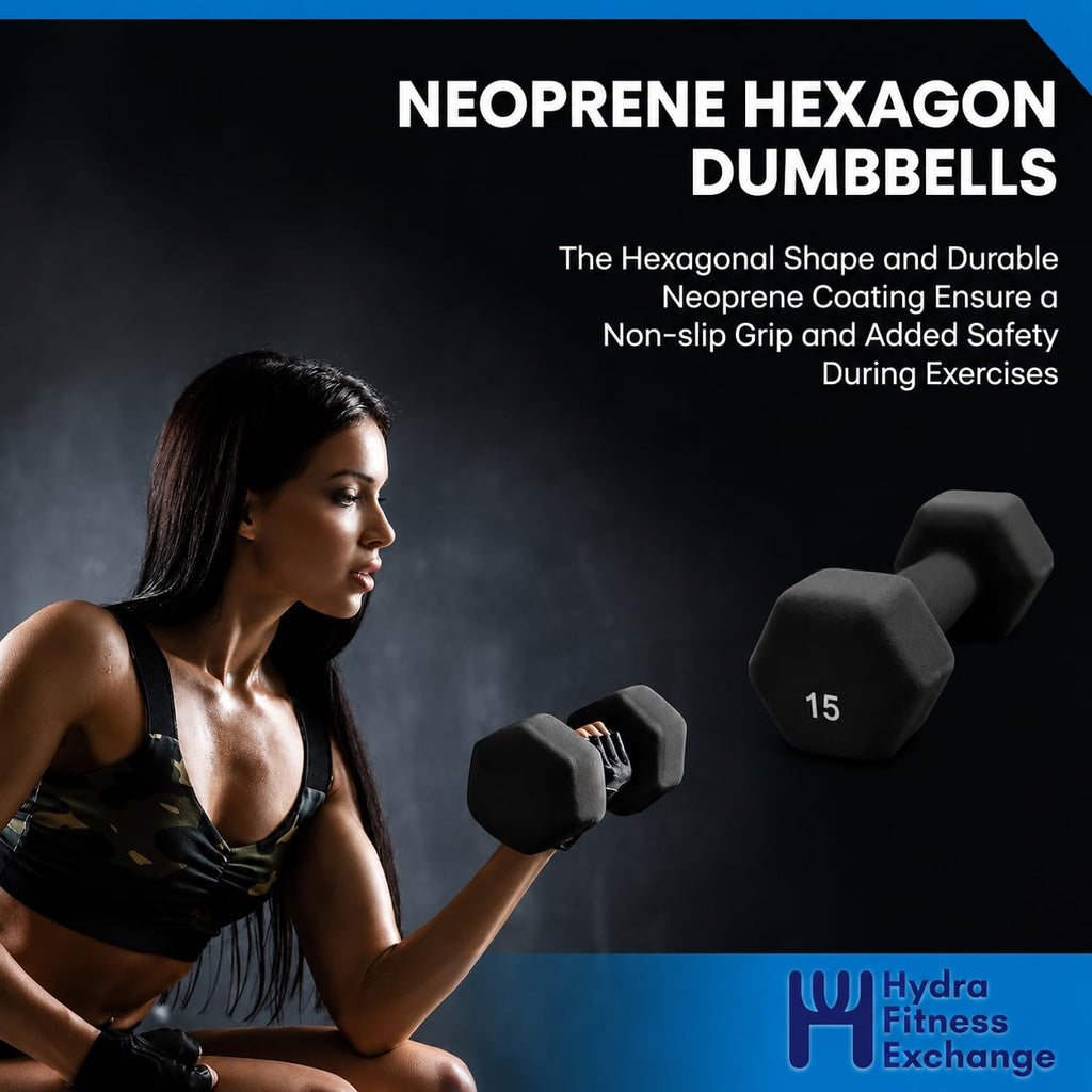 Neoprene Hexagon Dumbbells with Cast Ergo Handle Z165