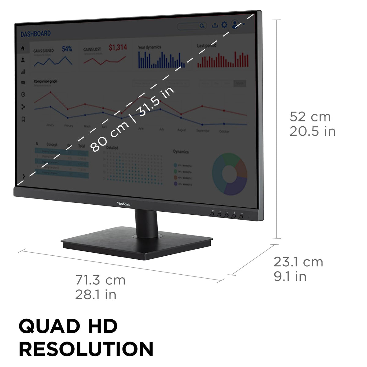 32 Inch QHD 1440p IPS Computer Monitor T82079