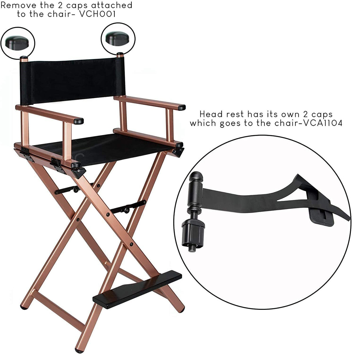 Portable Foldable Aluminum Director's Chair with Headrest A8590