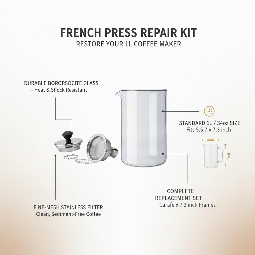 Glass Carafe and Plunger Filter Replacement Parts Set E337