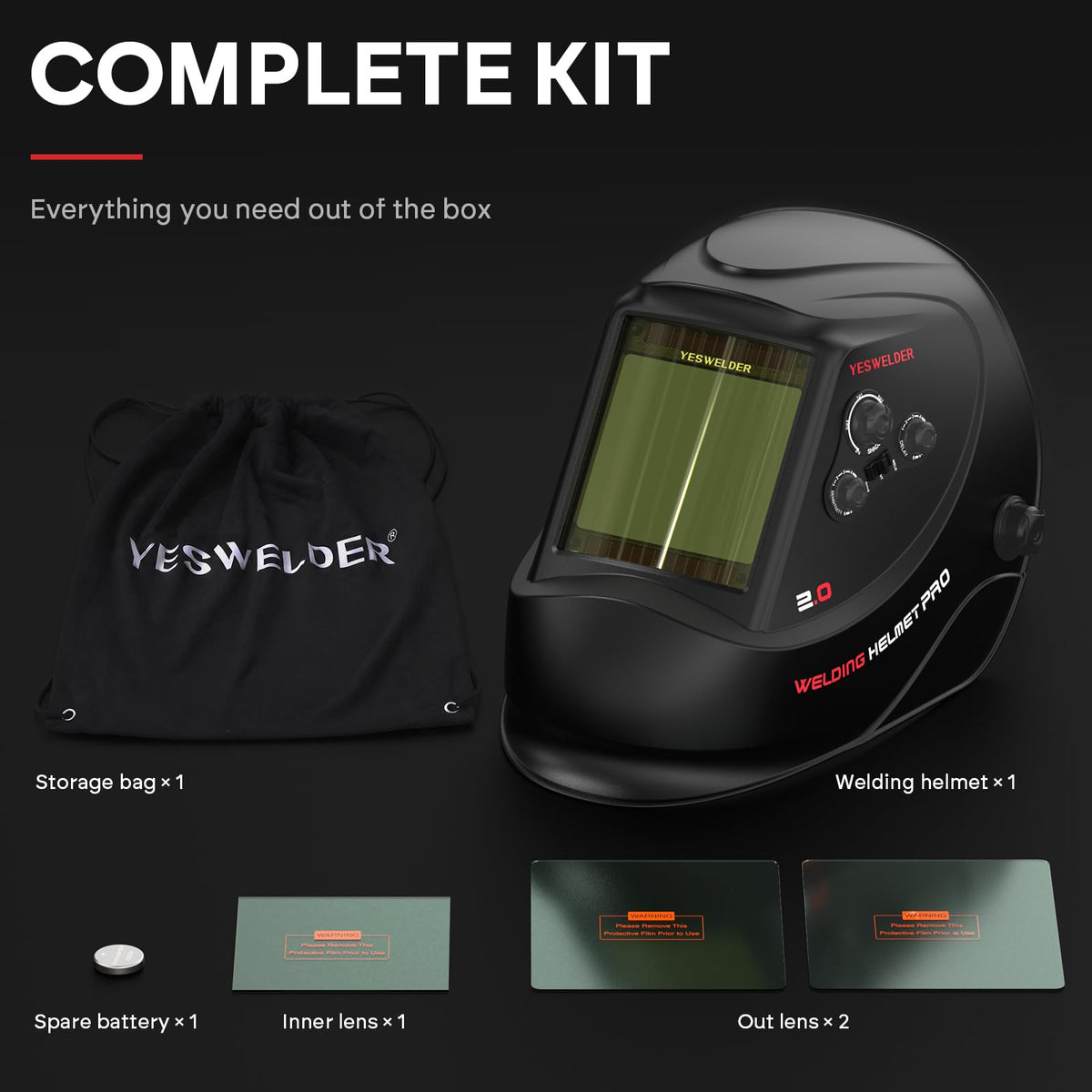 Auto Darkening Welding Helmet Large View R402