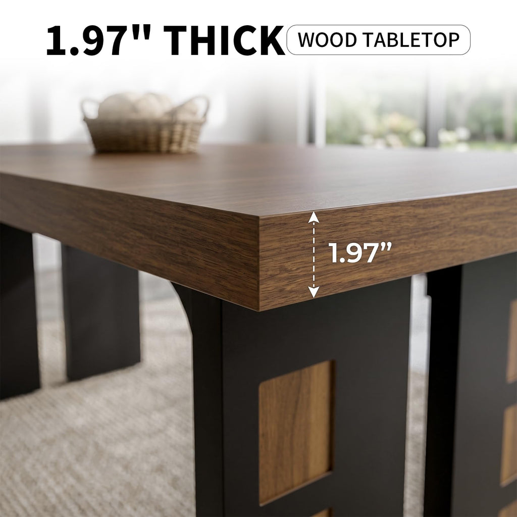 70.9" Wood Dining Table Set with 2 Benches Z248395
