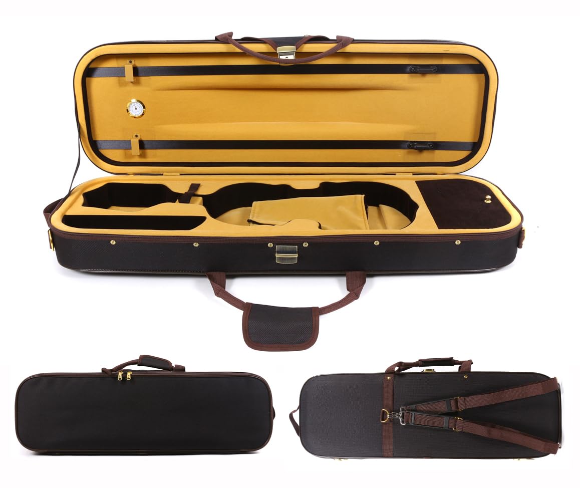 Oblong 4/4 Full Size Wooden Hard Shell Violin Case with Nylon Raincoat O579