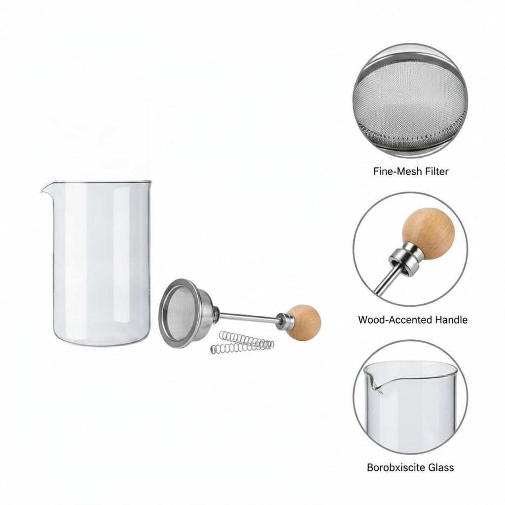 Glass Carafe and Plunger Filter Replacement Parts Set E337