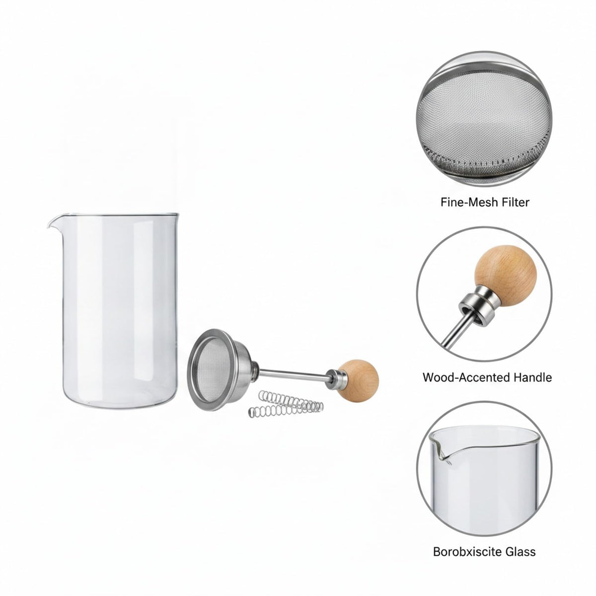 Glass Carafe and Plunger Filter Replacement Parts Set E337
