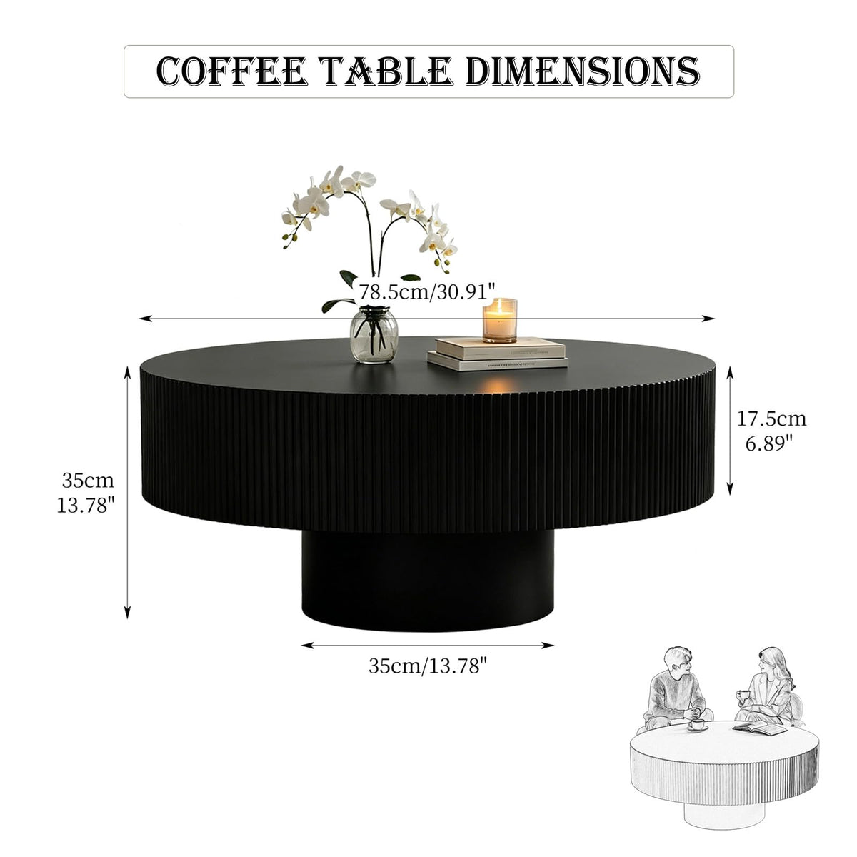 Black Round Pedestal Coffee Table V210