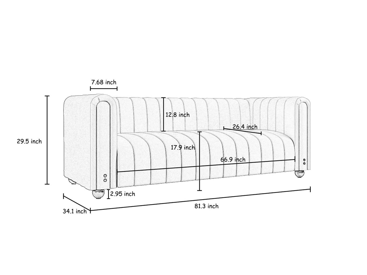 Blue Tufted Velvet Sofa with Metal Legs S9219