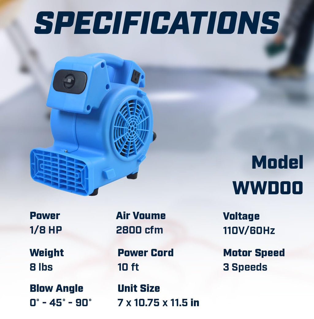 1/8 HP 600 CFM Air Mover Carpet Dryer Floor Fan Z22377