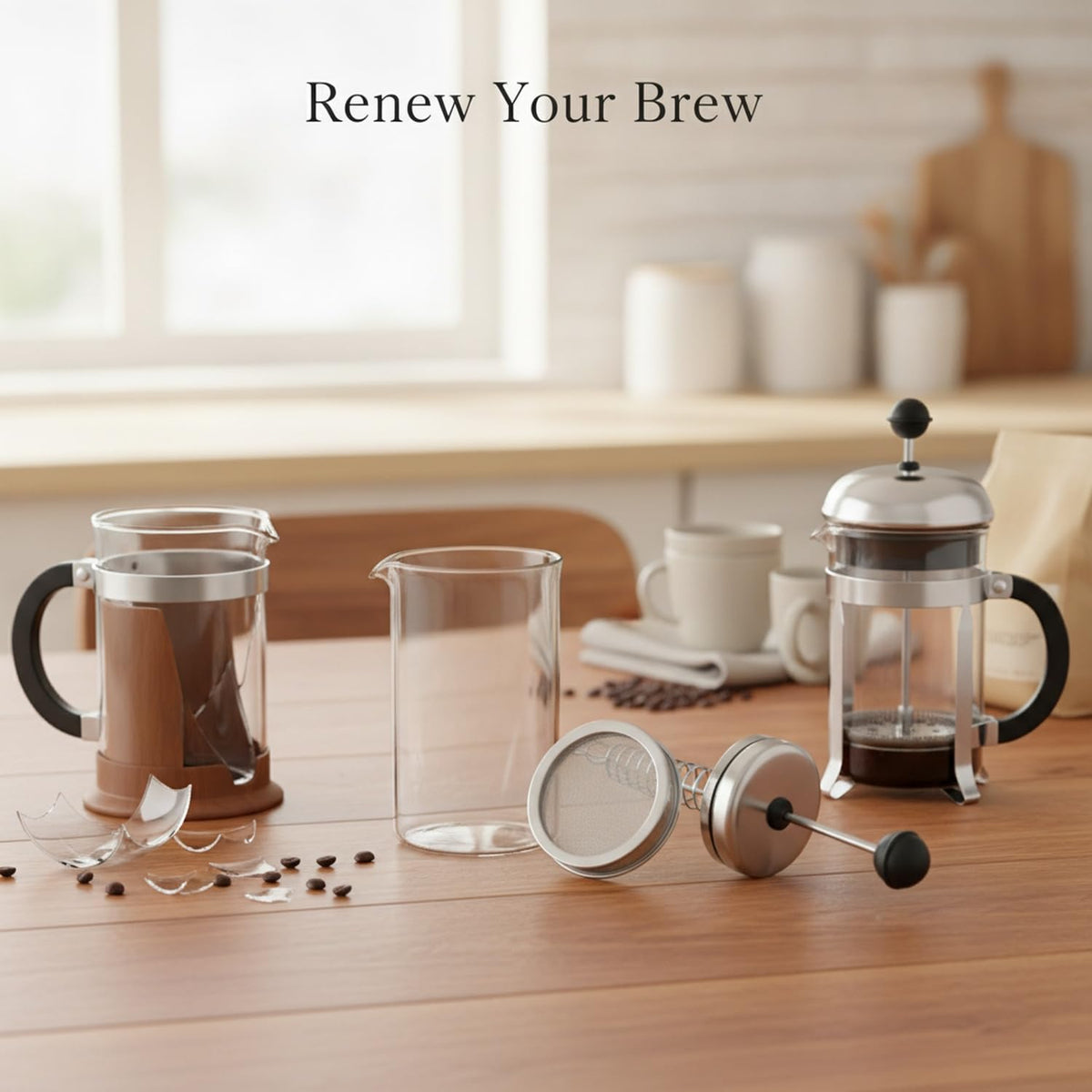 Glass Carafe and Plunger Filter Replacement Parts Set E337