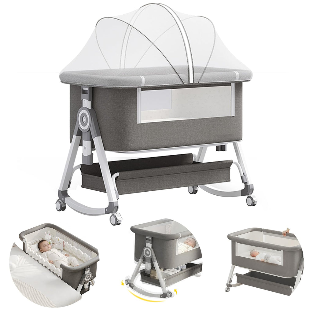 4 in 1 Baby Bassinet Bedside Sleeper with Wheels and Mattress G623082