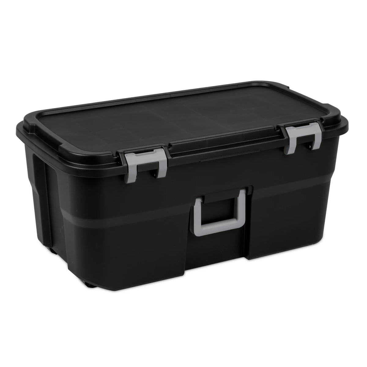 22 Gallon Black Wheeled Plastic Storage Trunk with Latching Lid K342557