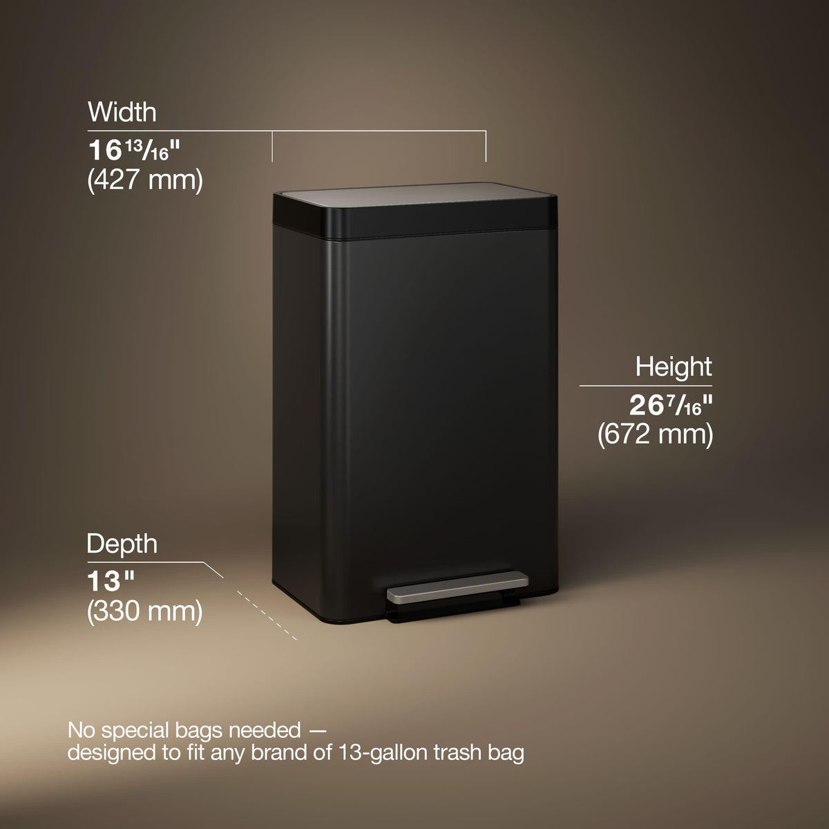 13-Gallon Stainless Steel Step Trash Can X122