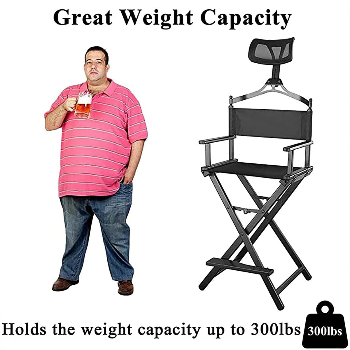 Portable Foldable Aluminum Director's Chair with Headrest A8590