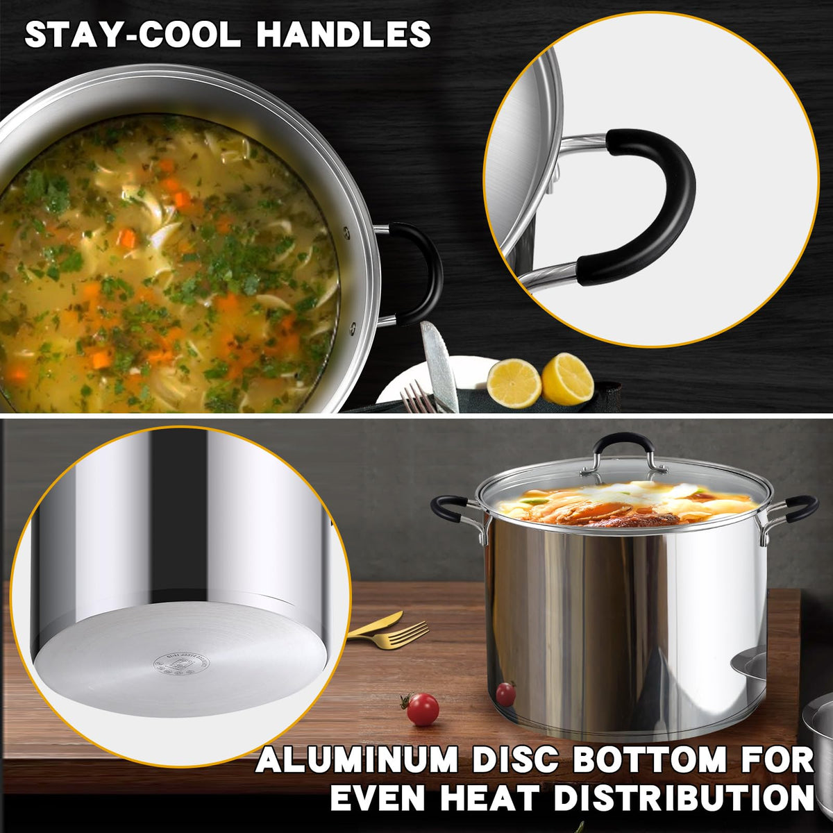 12-Quart Stainless Steel Stock Pot with Lid W693