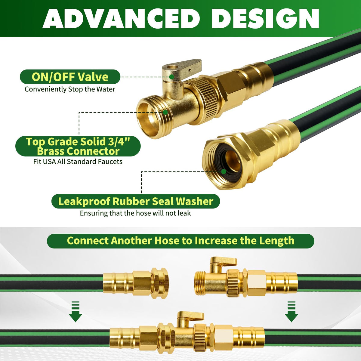 100FT Flexible No Kink Garden Hose with 10 Function Spray Nozzle C649
