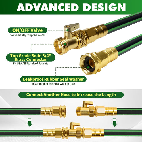 100FT Flexible No Kink Garden Hose with 10 Function Spray Nozzle C649