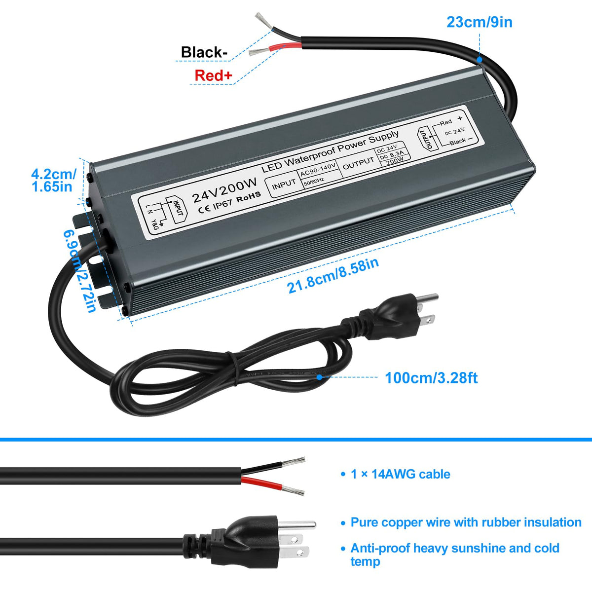 24V 200W IP67 Waterproof LED Driver Power Supply J51079