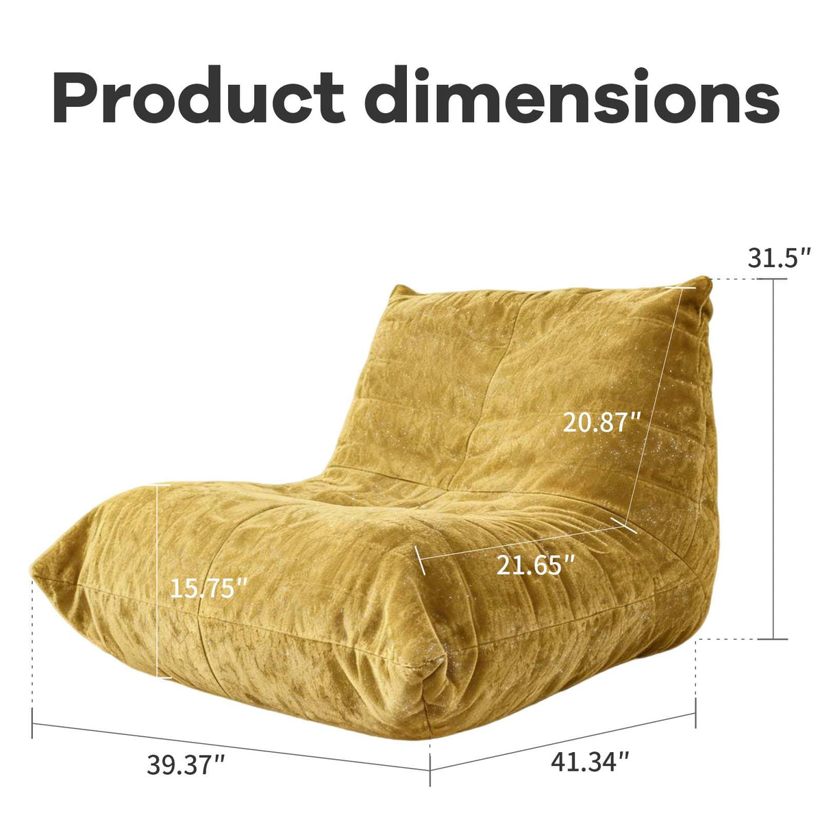 Yellow Memory Foam Bean Bag Chair Y832187