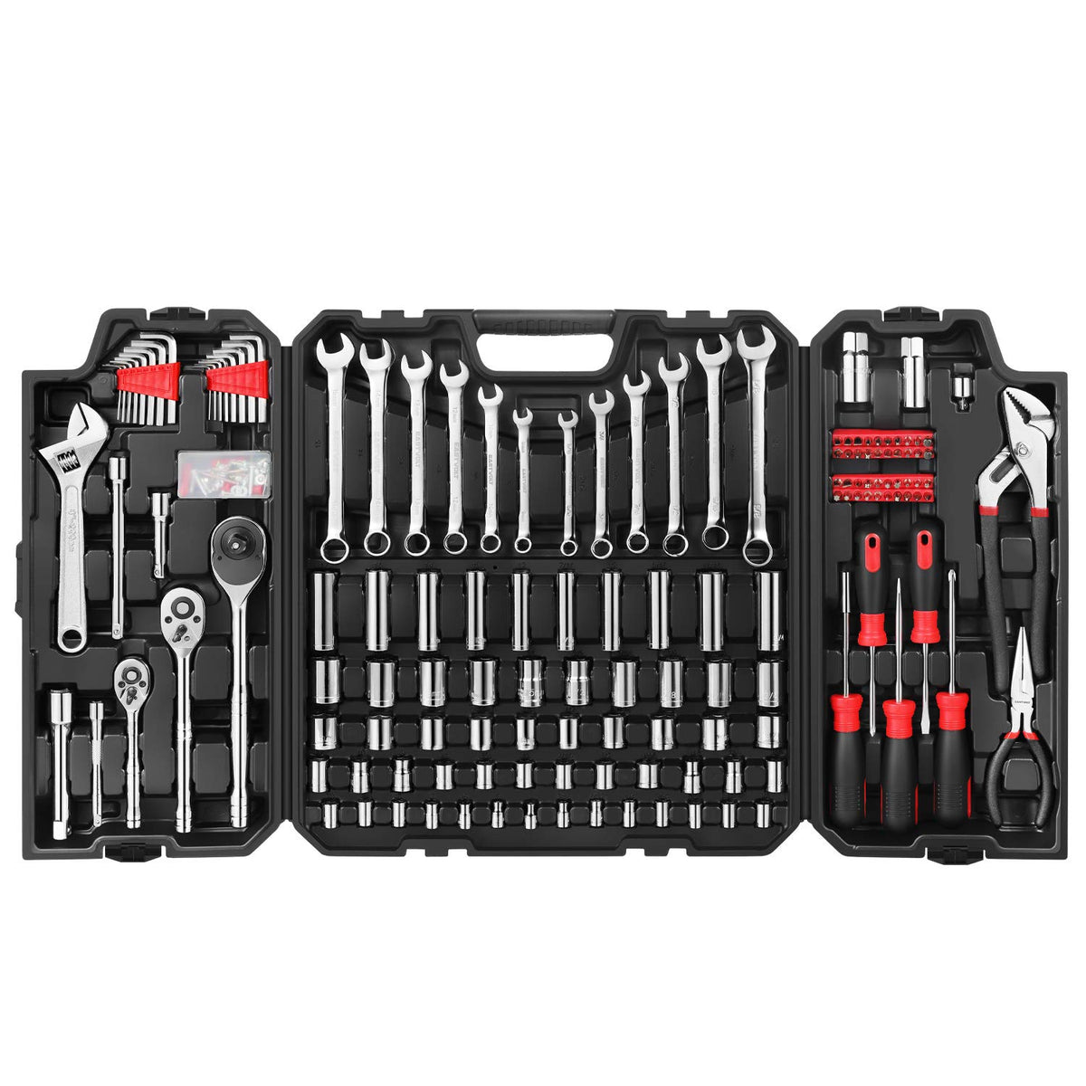 248 Pieces Mixed Sockets and Wrenches Hand Tool Set with Storage Case Y2729