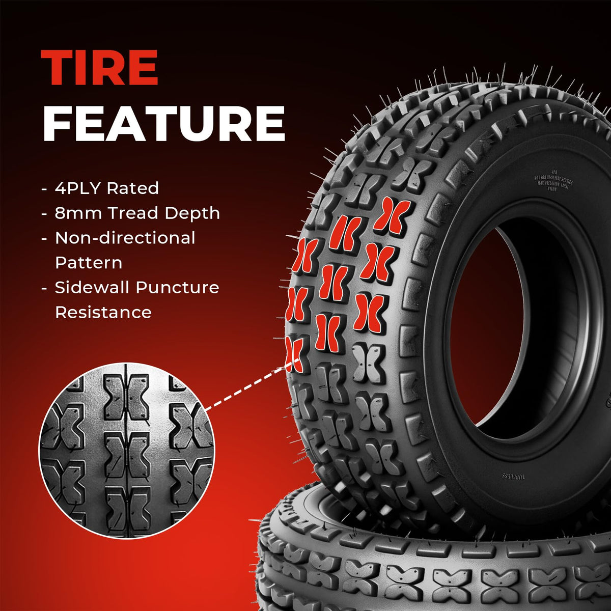 Set of 2 19x7-8 ATV UTV Tires I63372