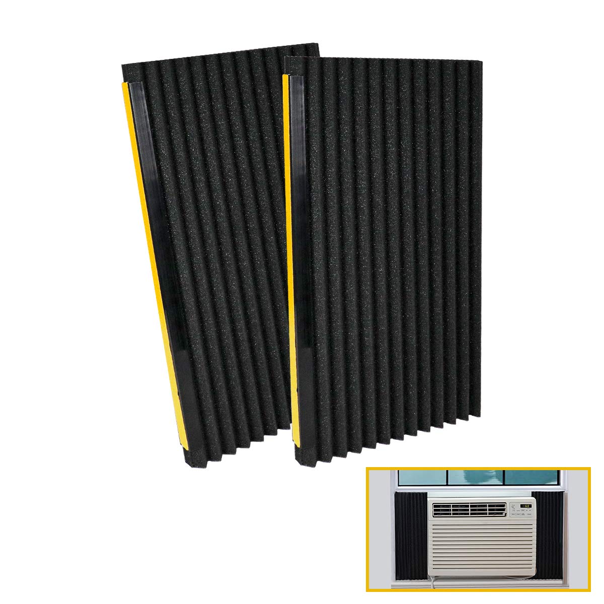 Window Air Conditioner Foam Insulation Panels, 2 Pack, Black, 17in High x 9in Wide L623644