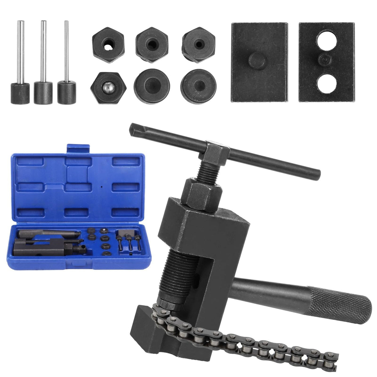 15 Pc Motorcycle Chain Breaker Tool Kit with Storage Box X54441