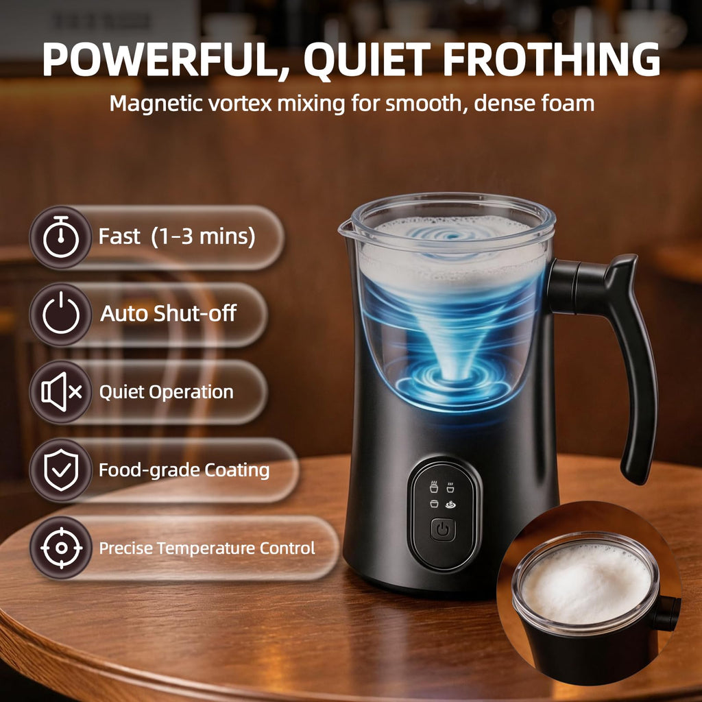 4-in-1 Electric Milk Frother and Steamer Black Q380
