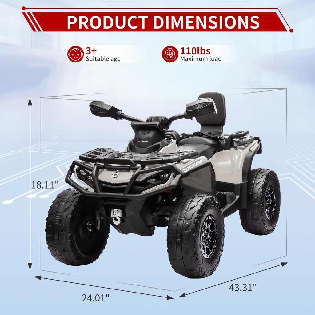24V 2 Seater 4WD Electric ATV Toy Car with Bluetooth O8278