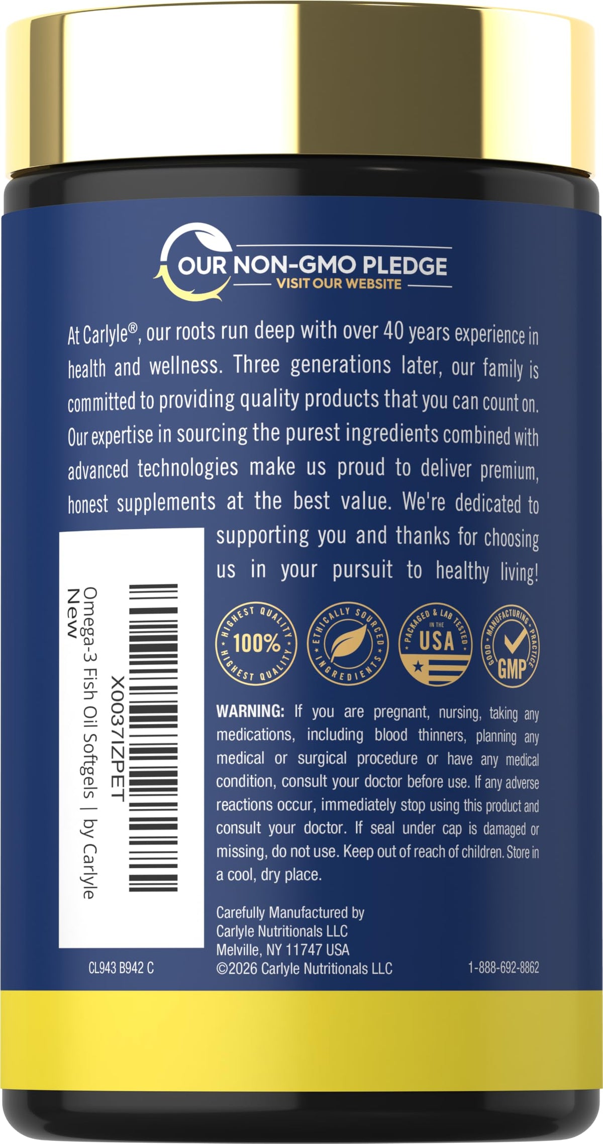 Fish Oil 3600mg 1080mg Omega 3 120 Count D147558