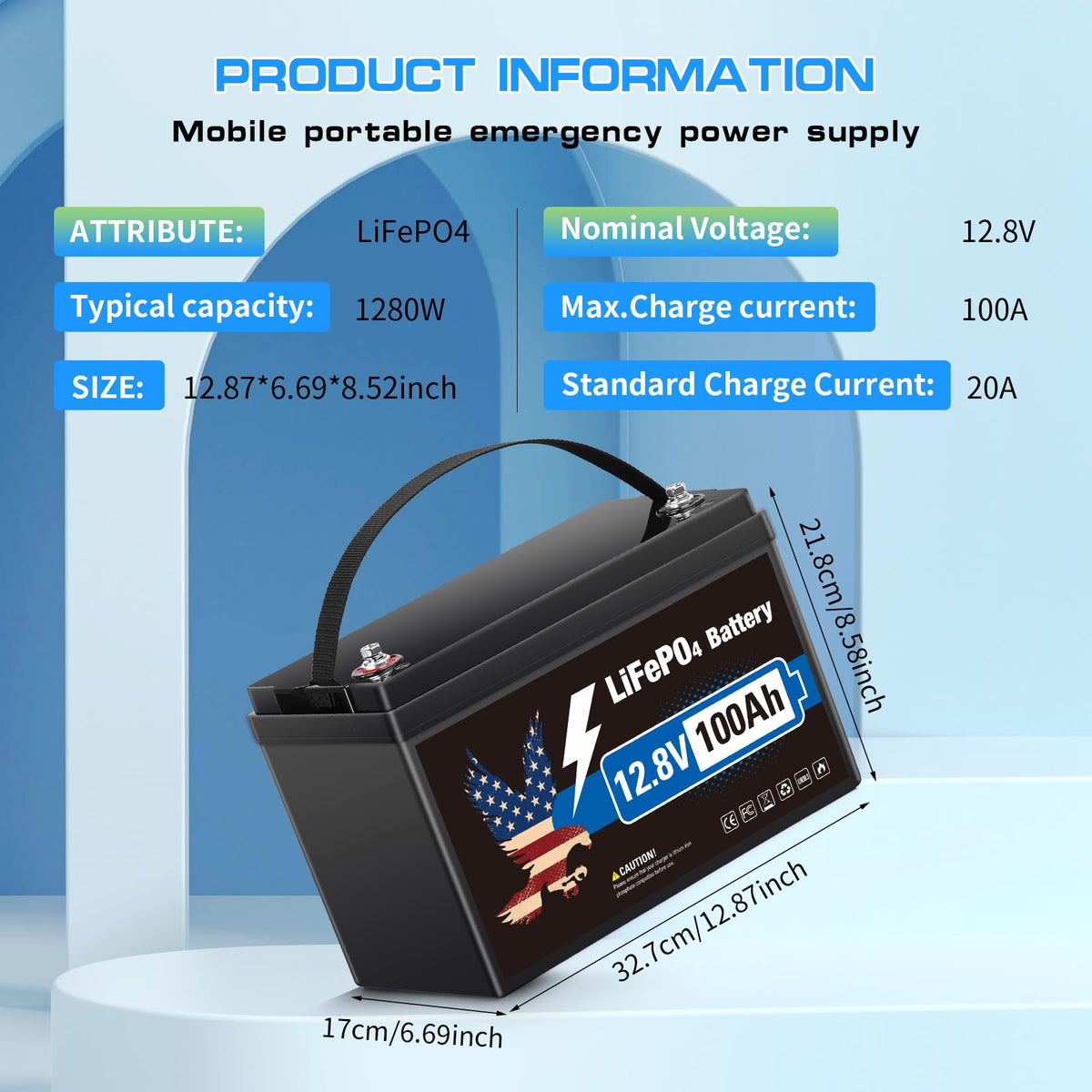 12V 100Ah LiFePO4 Lithium Battery Group 31 M5936