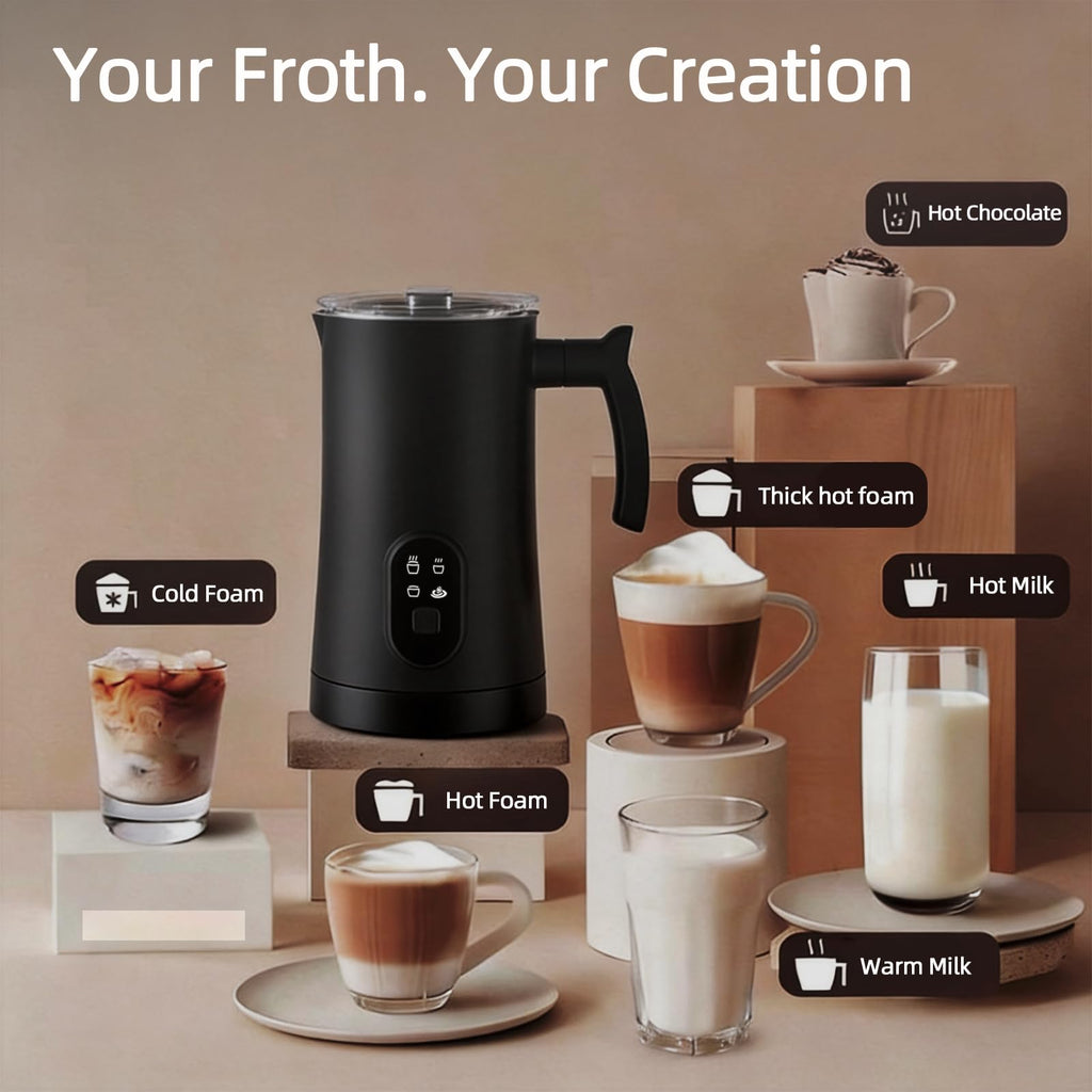 4-in-1 Electric Milk Frother and Steamer Black Q380