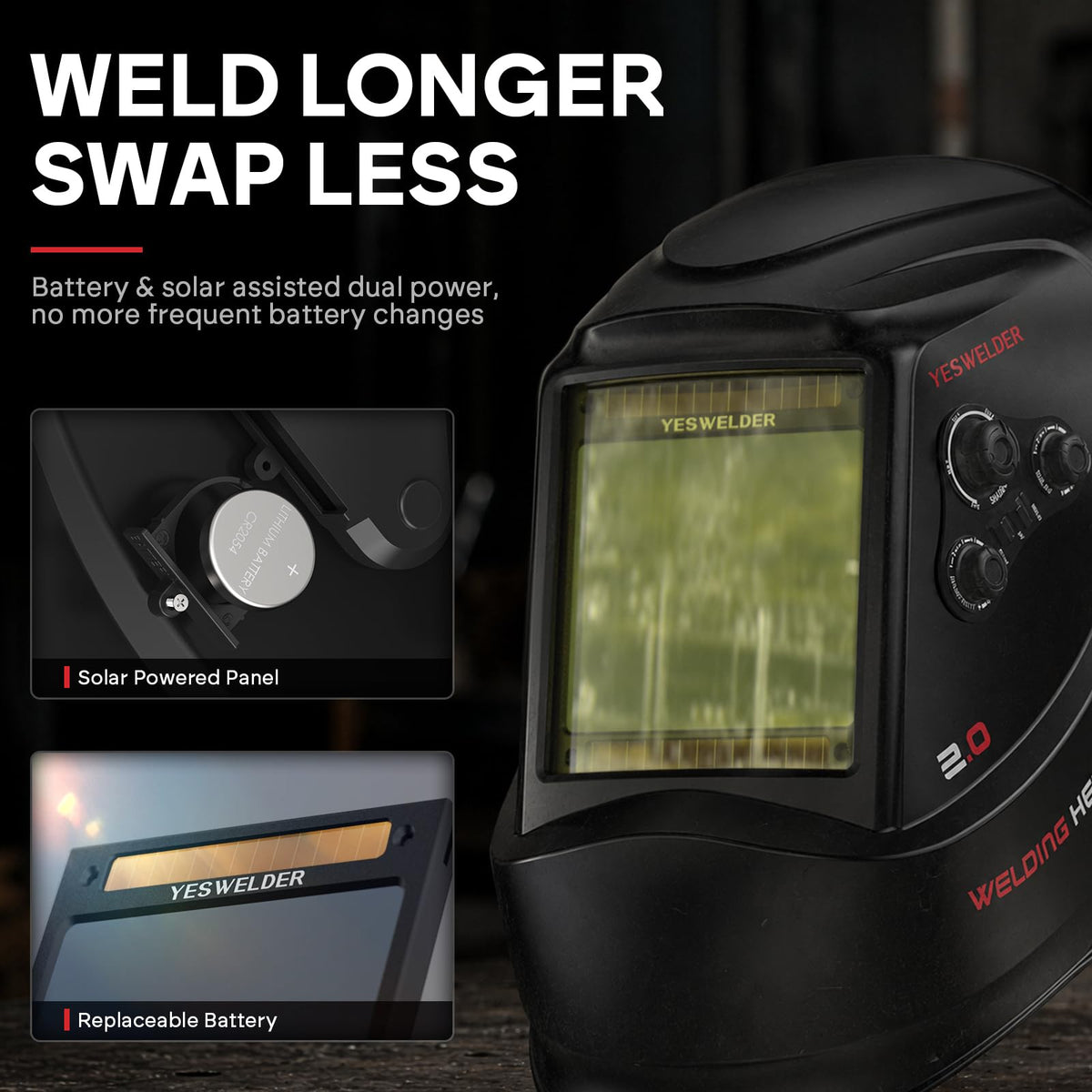 Auto Darkening Welding Helmet Large View R402