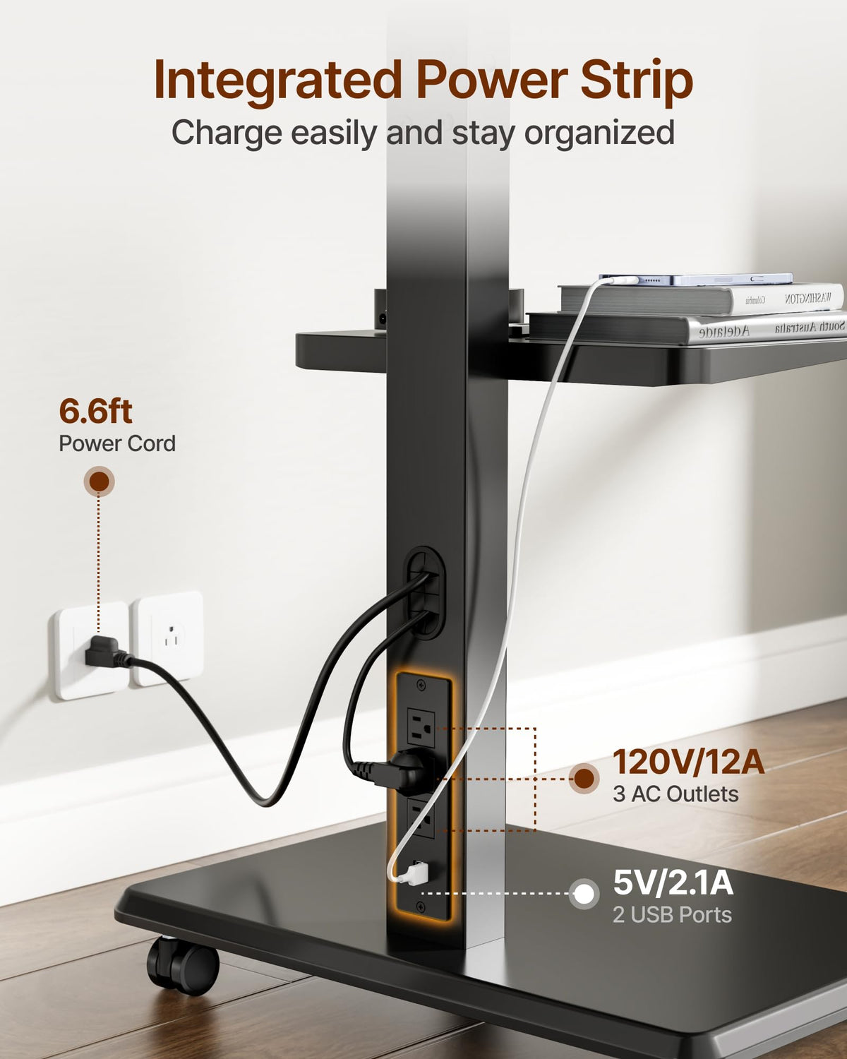 Rolling TV Stand with Power Outlet for 32-75 inch TVs R675