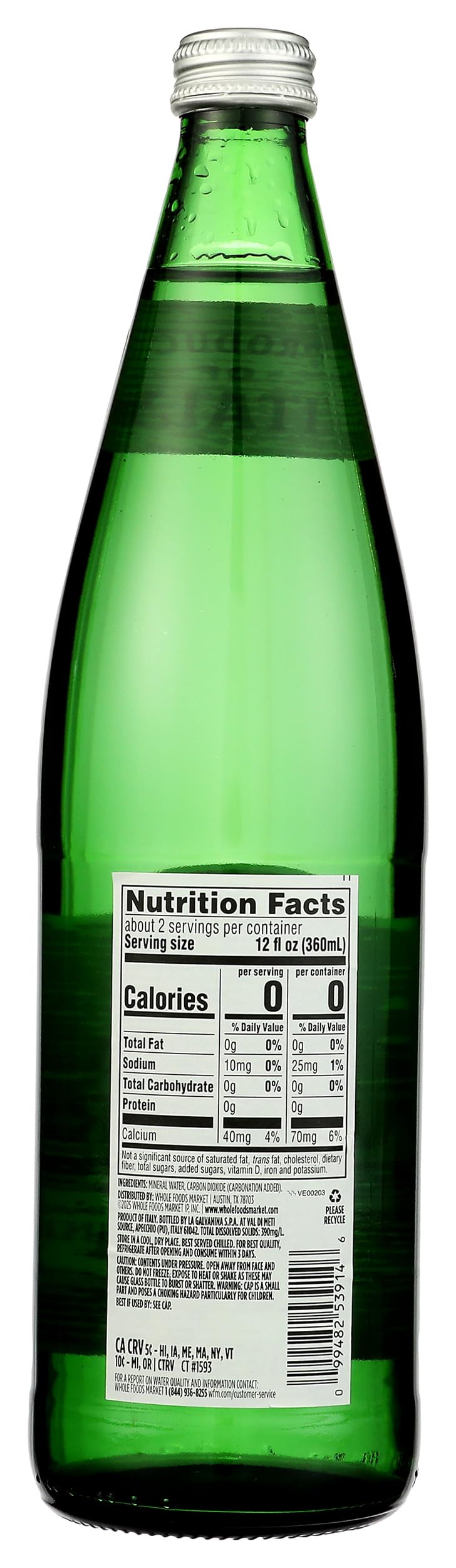 Unflavored Italian Sparkling Mineral Water J892753