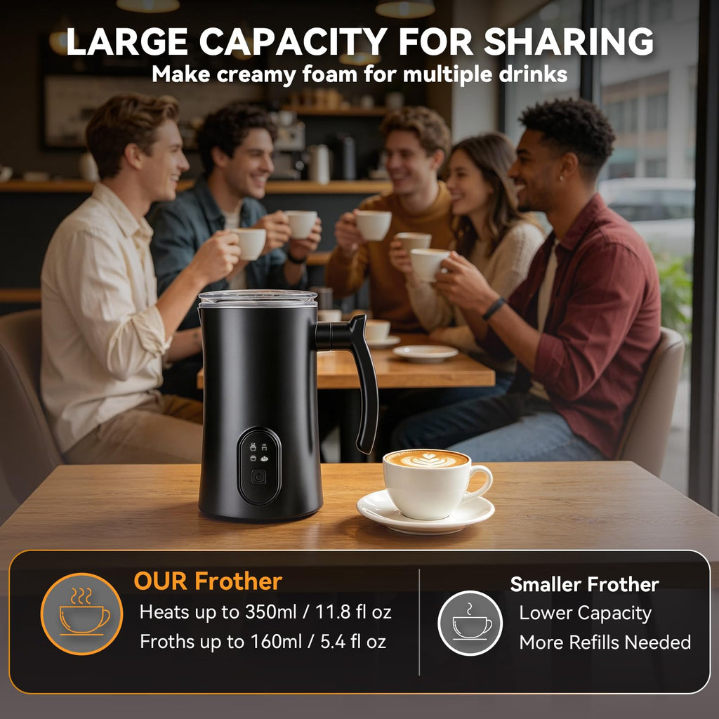 4-in-1 Electric Milk Frother and Steamer Black Q380