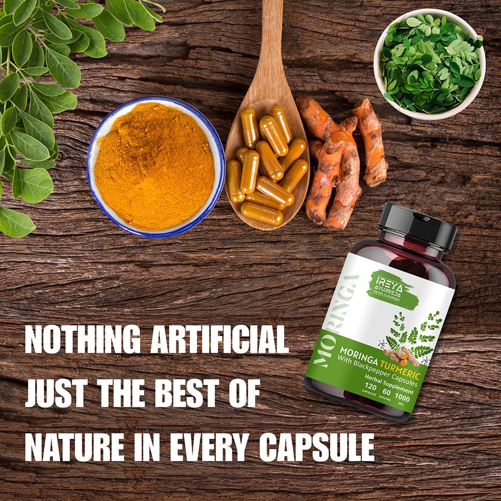 Organic Moringa Turmeric Black Pepper 120 Capsules K9004