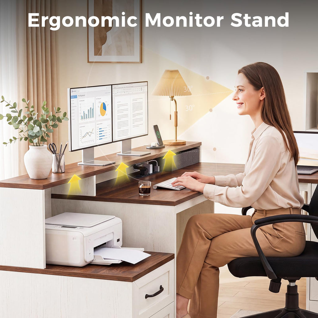 68 Inch L Shaped Executive Desk with Drawers N2963