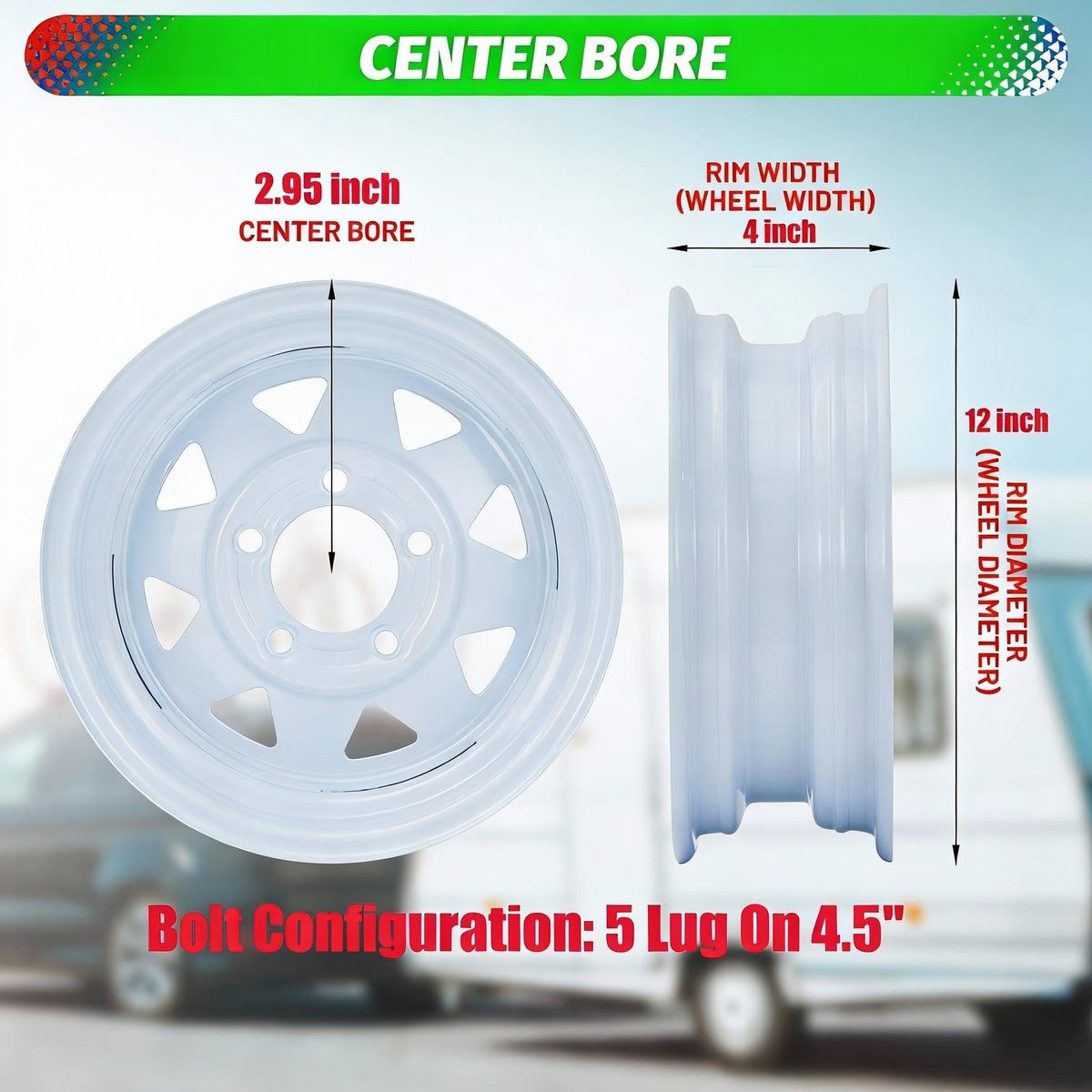 2 Pack 4.80x12 Trailer Tires with 12'' Rims U42891