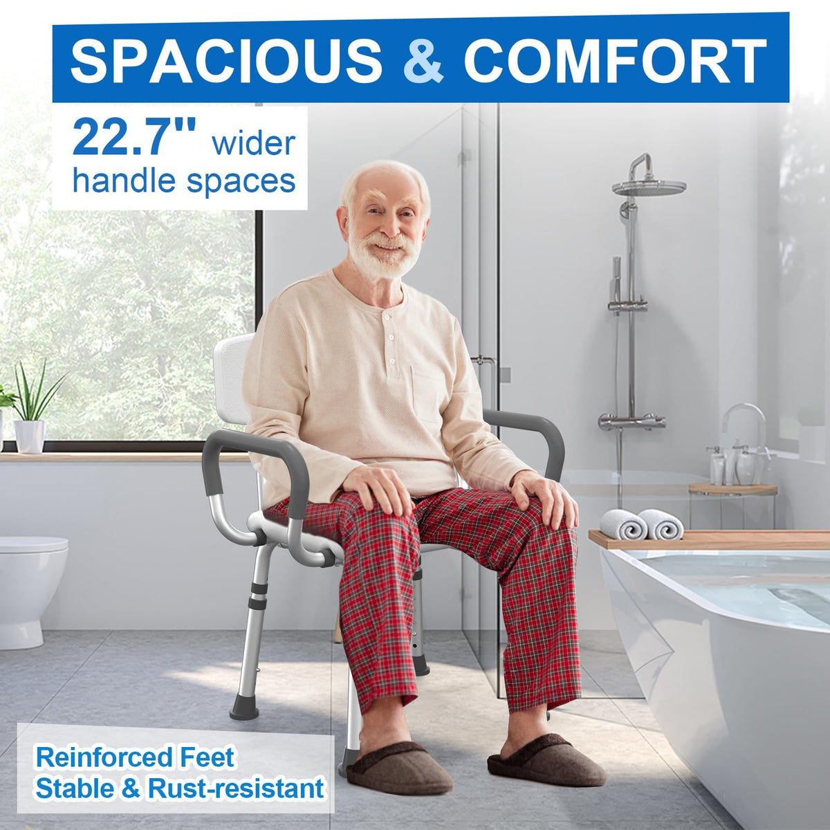 Shower Chair with Padded Armrests and Back W744