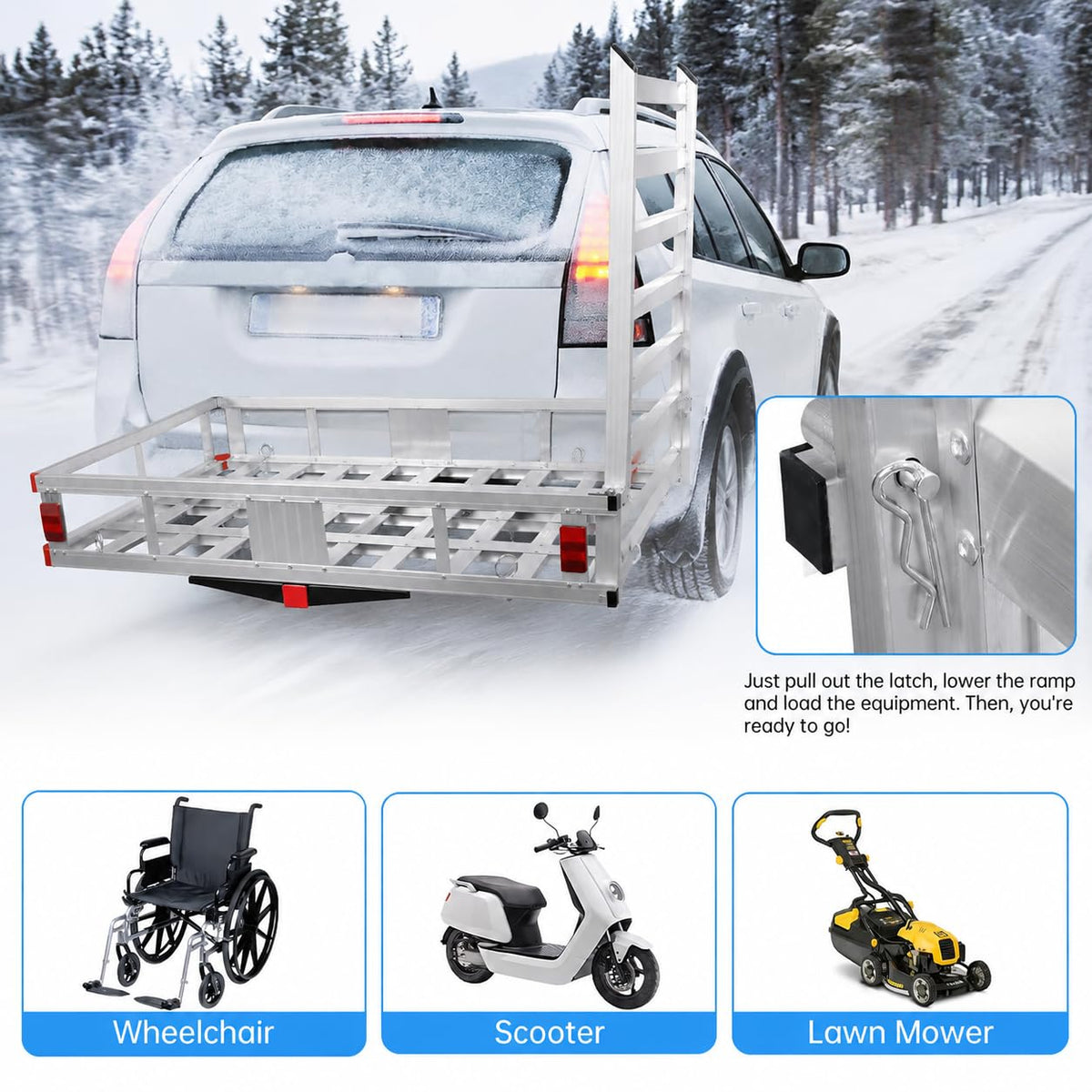 Aluminum Hitch Cargo Carrier with Ramp O200788
