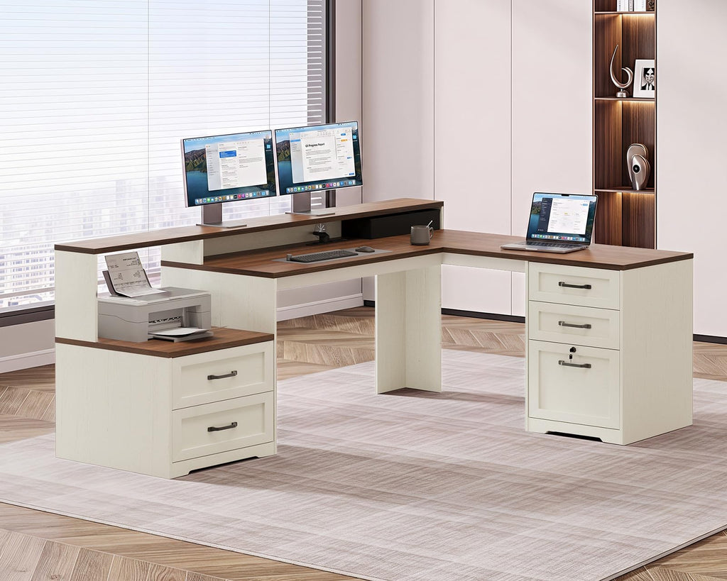 68 Inch L Shaped Executive Desk with Drawers N2963