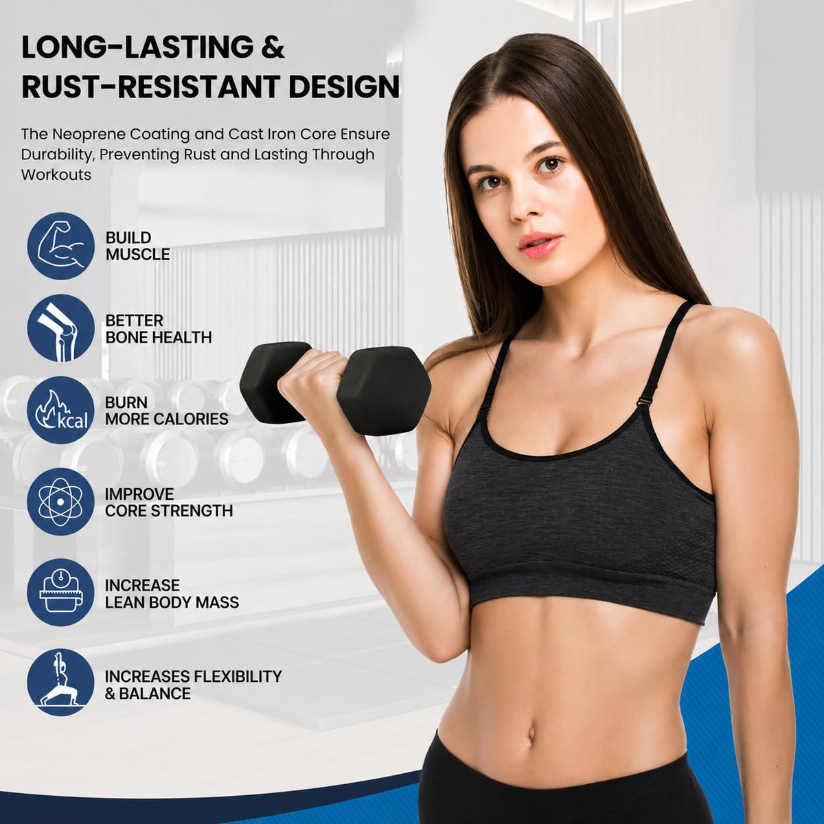 Neoprene Hexagon Dumbbells with Cast Ergo Handle Z165