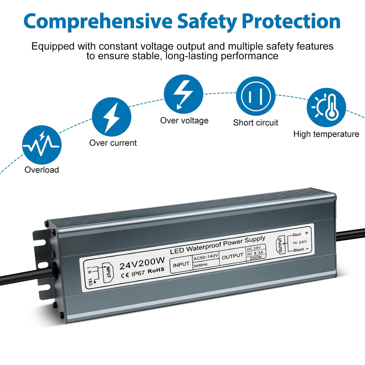 24V 200W IP67 Waterproof LED Driver Power Supply J51079