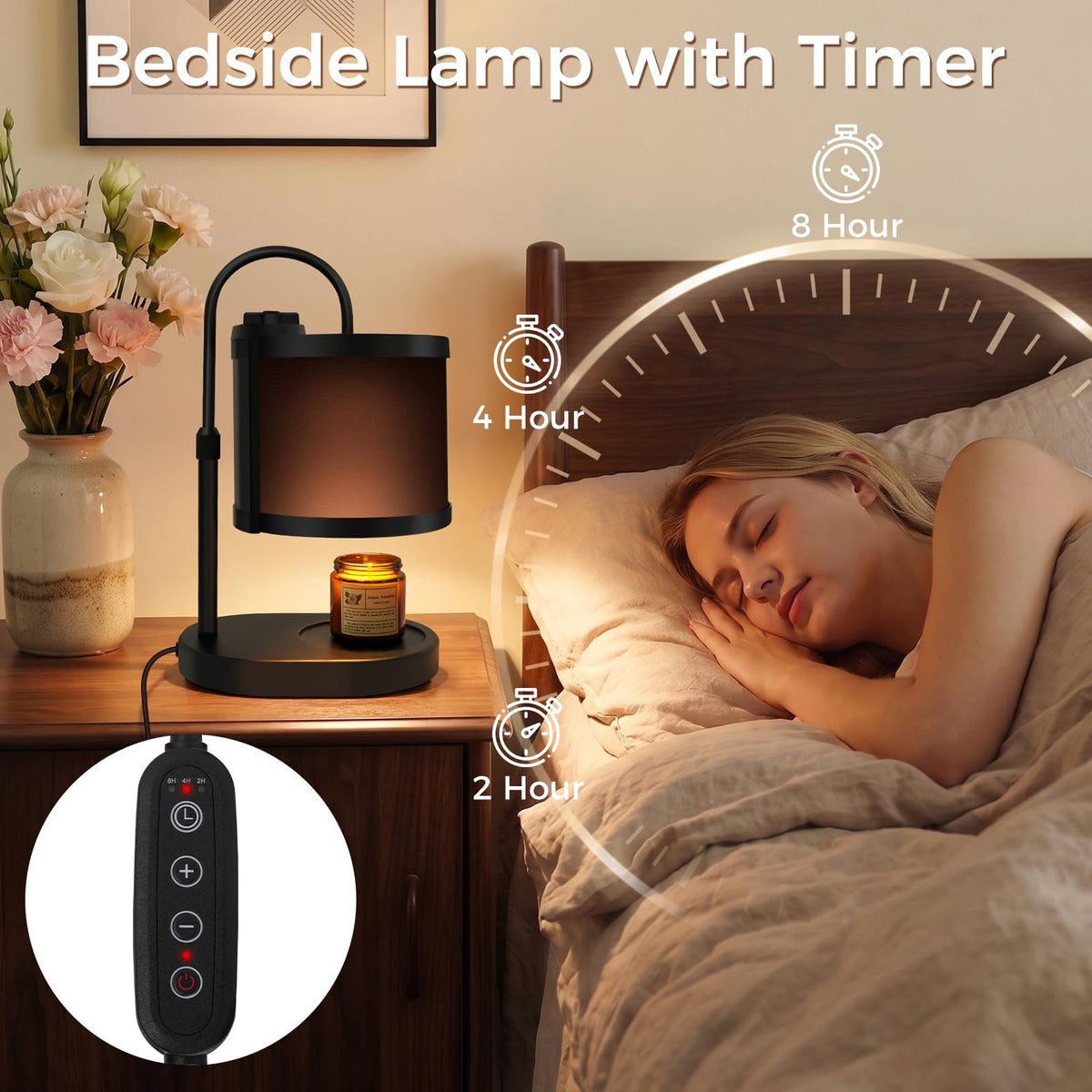 Black Candle Warmer Lamp with Timer and Dimmer U5737